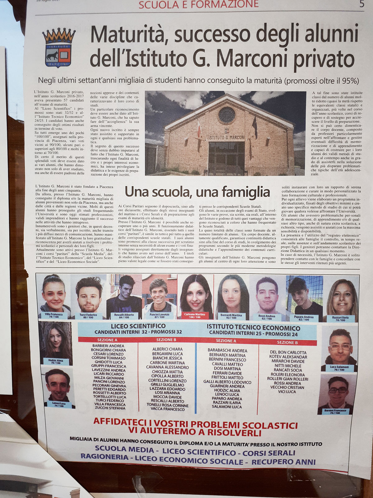 Maturità, successo degli alunni dell’Istituto G.Marconi privato