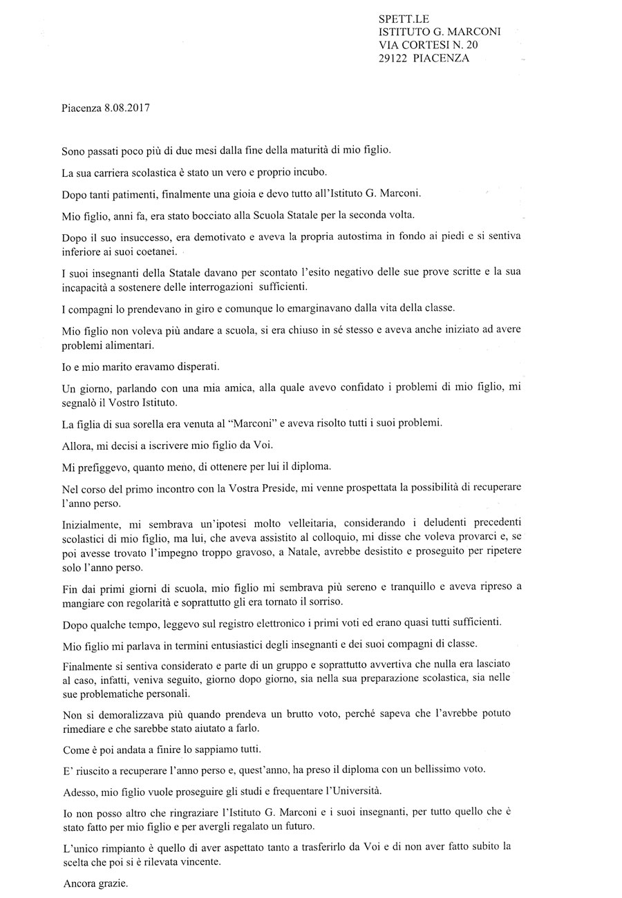 Lettera per i compagni di classe